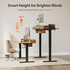 Agilestic Glass Standing Desk with Storage, 48 Inch Electric Adjustable Desk with Glass Shelf and Cable Management, Sit Stand Up Home Office Computer Table, Splice Board, Rustic Brown - color: Glass-rustic Brown, size: 48 x 24 Inches with 2 drawers