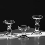 Glass Candle Holders, 3 Pieces Crystal Clear Candlesticks with Elegant Design for Pillar Taper Candle and Tea Light