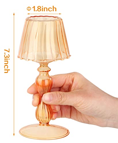 Gurfuy Desk Lamp Shaped Glass Candle Holder - Glass Hurricane Candleholder Crystal Decorative Candle Stand for Table Wedding Dinning Centerpieces Party Supplies Decor Amber - color: Amber