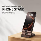 Cell Phone Stands of 3D MAGIC, Desktop Stand, Luxury Nature Wood Magnetic Phone Stand for Desk, Compatible with iPhone & All Cell Phones, Ultra-Stable, Portable & Non-Slip Design, Walnut Wood - color: Walnut Pro