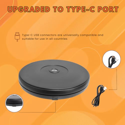 fotoconic Black Electric Motorized Rotating Turntable Display Stand with LED, 10 Inch / 25cm Diameter, 20 Lb Centric Loading for Shop Display - size: Black 10", 20 Lb Max Loading