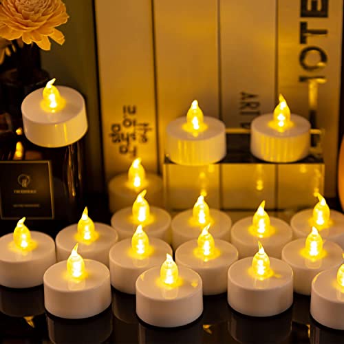 LED Tea Lights Candles- 24PACK Warm Yellow Flameless Candles Realistic and Bright Flickering Long Lasting 200Hours for Holiday Celebration,Party,Home Decoration,Battery Operated - color: warm yellow, size: 24pack