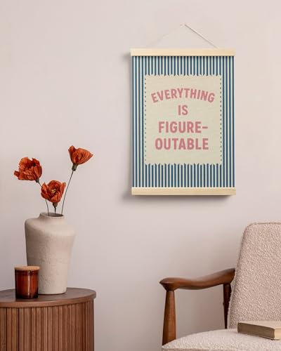 FGFK Everything Is Figureoutable Inspirational Wall Art Poster Hanger Frame, Retro Pink and Blue Positive Affirmations Canvas Prints Framed Wall Decor for Home Classroom Office, 12x16 Inch - color: Retro Postcard-Pink and Blue