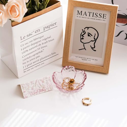 Gifts for Women Flower Ring Dish Jewelry Tray,Glass Trinket Dish Bathroom Room Decor Trinket Dish Valentine's Friendship Christmas Birthday Gifts for Women(Light Pink Purple) - color: Light Pink Purple