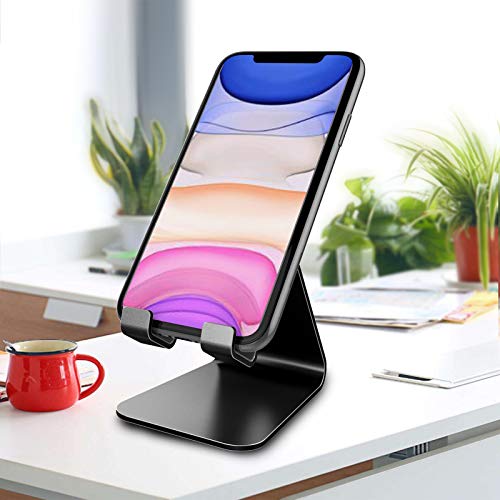 CreaDream Cell Phone Stand, Cradle, Holder, Aluminum Desktop Stand Compatible with Switch, All Smart Phone, iPhone 11 Pro Xs Max Xr X Se 8 7 6 6s Plus SE 5 5s-Black - color: Black
