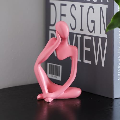 BrownLove 3pcs Pink Human Body Abstract Art Decoration, Modern Art Resin Statue Room Office Shelf Bookcase Decoration - color: Pink