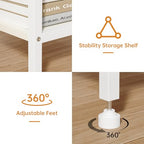 Asgolion Tall End Table with Charging Station, 3 Tier Narrow Tall Nightstand with Storage, Slim Side Table for Bedroom, Living Room, Nursery, Office, Cream White - color: Cream White, style: With Outlet