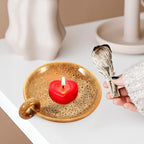 Ceramic Candle Plate Holder Decorative Candle Stand for Dining Table Spa Incense Cones Wedding Home Decor Khaki