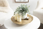 Kate and Laurel Alessia Modern Decorative Scalloped Round Footed Metal Tray; 16 Inch Diameter; Gold; Food-Safe Cast Aluminum Pedestal Transitional Tray with Rough Texture and Deckled Edge - color: Gold