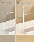 SONGMICS Jewelry Holder, Jewelry Storage Organizer Stand with Metal Frame, Velvet Tray, 12.1 to 18.7 Inches Tall Height Adjustable Necklace Holder, for Rings, Earrings, Matte White UJJS026W01 - color: Matte White
