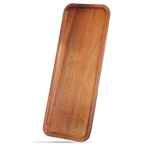 Nogeqi 1 Pack Wood Serving Tray Platter, Rectangle Small Wooden Tray for Food, Solid Acacia Small Charcuterie Boards for Dessert Snack Cheese Appetizers for Home Decor and Parties (11.42x4.13 Inches)