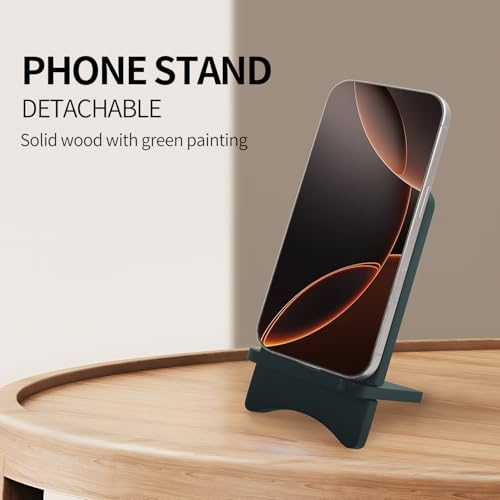 Cell Phone Stands, Desktop Stand, Luxury Nature Wood Simple Phone Stand, Compatible with iPhone & All Cell Phones, Ultra-Stable, Portable & Non-Slip Design, 2 Pieces, Green - color: Green