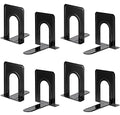Heavy Duty Bookends for Shelves, Anti-Slip Base, Black, Great for Library, Office, Home, School, 4 Pairs