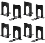 Heavy Duty Bookends for Shelves, Anti-Slip Base, Black, Great for Library, Office, Home, School, 4 Pairs