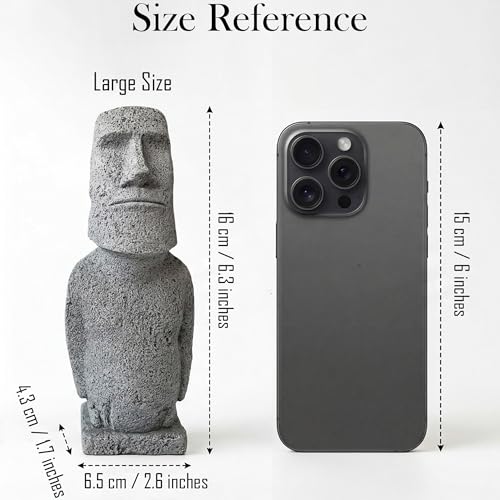 Easter Island Moai Statue - Stone Moai Figurine Decor for Home & Outdoor Garden - 3 (Large Size) - size: Large Size