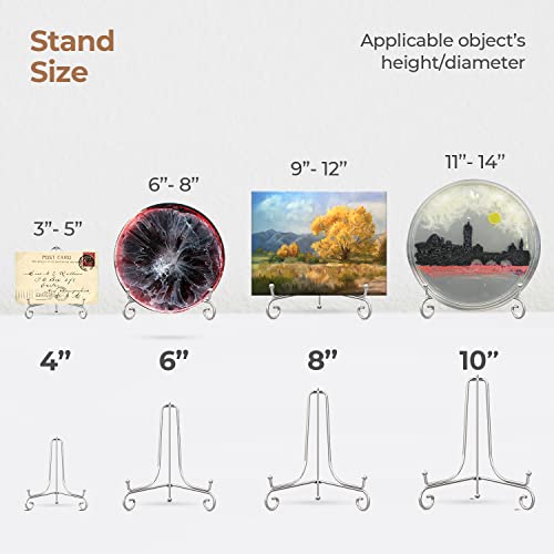 TR-LIFE Plate Stands for Display - 8 Inch Holder + Metal Easel Stand for Picture Frame, Decorative Plates, Photo, Book, Collectibles (Silver 2 Pack) - size: 8 Inch