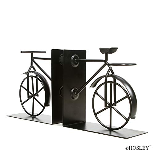 Hosley Classic Bike Bookends - 6.5" Vintage Metal Book Ends for Shelves, Heavy Duty Book Organizer for Desk, Rustic Farmhouse Book Shelf Decor, Antique Style Bookend Set, Cottagecore Home Office Decor