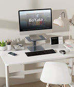 BoYata Monitor Stand, Adjustable Monitor Riser Metal Computer Stand Compatible with TV, PC, Laptop, Computer, iMac, and All Screen Display-Space Grey - color: Space Grey