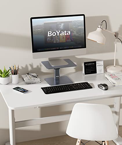 BoYata Monitor Stand, Adjustable Monitor Riser Metal Computer Stand Compatible with TV, PC, Laptop, Computer, iMac, and All Screen Display-Space Grey - color: Space Grey