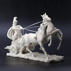 Veronese Design 10 1/4 Inch Roman Centurion on Two Horse Chariot Statue Resin Marble White Finish