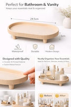 Minimal Vanity Tray Beige Bathroom Organizer 3D Printed Decorative Tray for Skincare Perfume Jewelry
