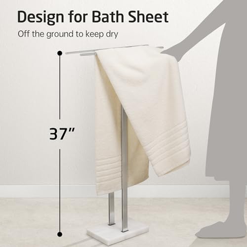 KES Standing Towel Rack Taller Version, 37" H (Equal Height) Bathroom Towel Rack Stand with Marble Base, Free Standing Towel Holder Stand, SUS304 Stainless Steel Brushed Finish, BTH229-2 - color: Brushed Finish, size: 37" H (Equal-height)