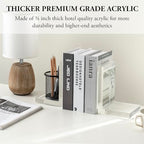 MyGift L-Shaped Decorative Bookends, Transparent Heavy Duty Non-Skid Book Ends Stopper for Shelves Home Office School, 1 Pair, Premium Hotel Style Clear Thick Acrylic