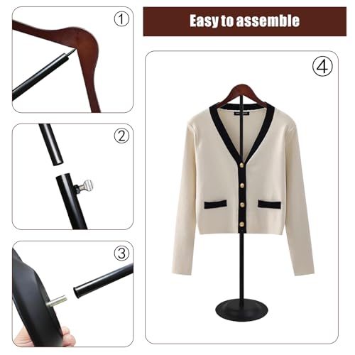 4 Pack T Shirt Display stand, Adjustable T shirt Shoulder Stand for Vendor Portable Hanging wooden Clothes Rack for Clothing Dress Jacket Coat Retail 17-31 Inch, Black - color: Black