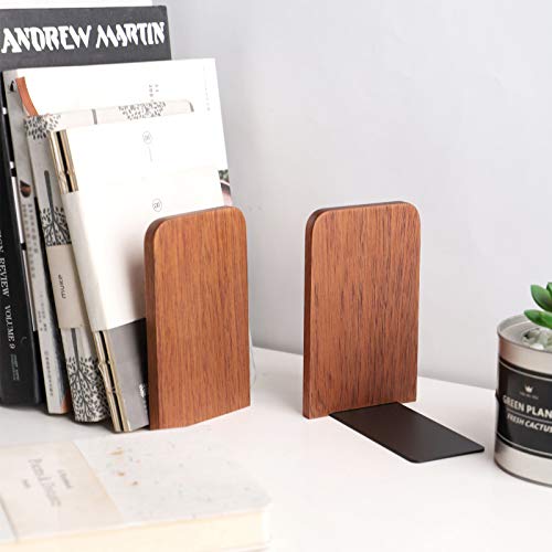Muso Wood Book Ends for Shelves, Non-Slip Bookends, Heavy Duty Wooden Bookend Support for Books and Movies (Sapele 1 Pair) - color: Sapele-1 Pairs