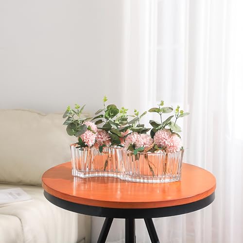 MCMCNCUIU Crystal Vases for Centerpieces, Flower Vases for Wedding Centerpieces, Clear Glass Vase for Flowers, Curve Small Vase for Living Room, Bedroom, Kitchen, Dining Table, Set of 2 - color: Clear