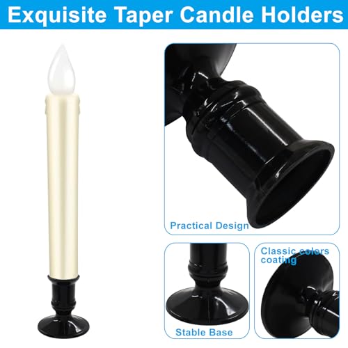 Waziaqoc 24Pcs Gold Taper Candle Holders, Plastic Candlestick Holders Decorative Pillar Candle Holder for Halloween Christmas Wedding Anniversary Dinner Party Table Centerpiece - color: Black