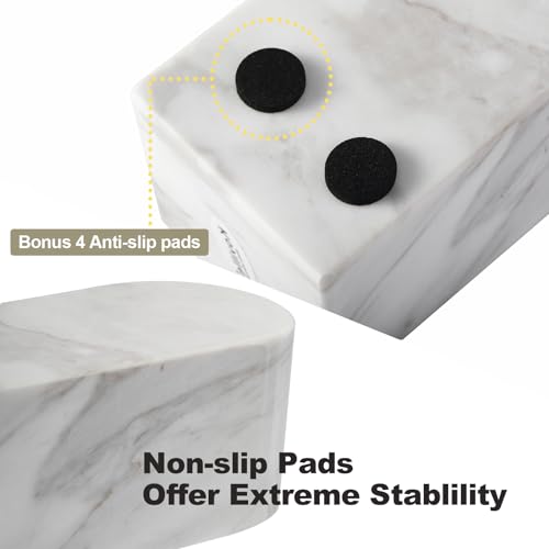 Koville Luxury Greek Marble Bookends for Shelves, Decorative Book Ends, 7lbs Heavy-Duty Marble Book Holders, Bookshelf Apartment Decor for Normal Books/CD/Video Games(Volakas) - color: White-volakas, size: 7lb
