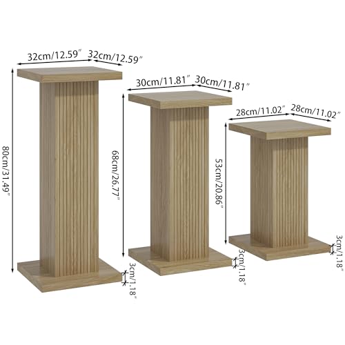 Tall Plant Stand for Indoor Outdoor,set of 3 Corner Plant Stand for Multiple Plants,Wood Pedestal Stands Flower Party Cake Display Stand,Sofa side table plant stand for living room balcony bedroom (Wood)