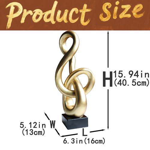 16" Modern Abstract Ribbon Decorative Sculpture, Knot Sculptures,Home Decor,Coffee Table Statues,Dining Living Room Desk Decor,Musical Note,Golden - color: 16" Golden