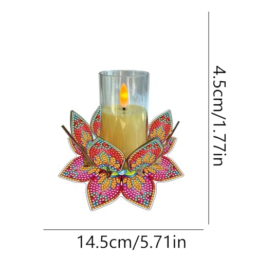 DIY Diamond Art Painting Candlestick Holders 5.71in Mandala Flower Shape Desk Candle Tray Tabletop Ornaments for Wedding Ramadan Party Home Table Centerpiece-Mandala06 - color: Mandala06