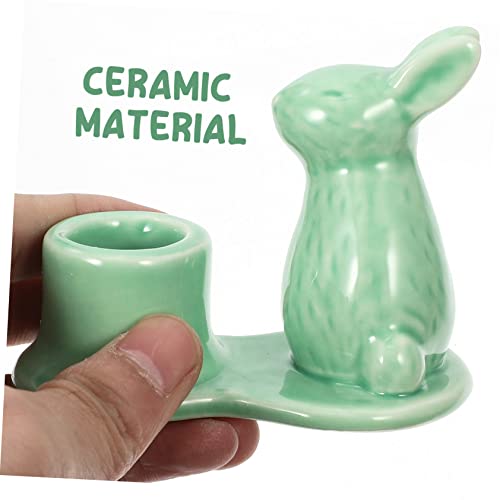 Alipis Rabbit Candlestick Vintage Candle Holder for Candle Easter Bunny Present Pillar Candles Holders Egg Stands Dining Table Decor Candle Holder Table Decor Ornaments Ceramics Spa Banquet