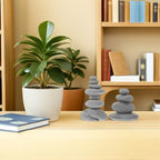 Zerodeko Simulated Stone Stacking Ornaments 2-Piece Miniature Garden Stone Cairn Sculpture for Zen Garden Desk Table Decor Indoor Outdoor Micro Landscape