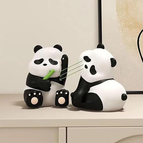 2pcs Cute Panda Decorative Bookends, Resin Unique Animal Book Ends, Fun Modern Home Sculptures, Modern Panda Statues, for Living Room Entrance, Bookshelf, Bedroom, Office Table Decorations