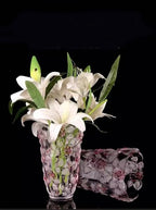Glass Flowers Vase 9.3 inch Tall, Unique Crystal Vases for Tables Centerpieces, Vintage Rose Large Vases Christmas Thanksgiving Gifts