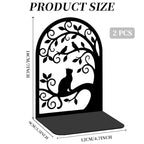 2 Pcs Metal Bookends, Unique Cat Book Ends for Shelves Sturdy Book Organizers and Decorative Books Accessories for Home Office and Library - style: Cat Tree