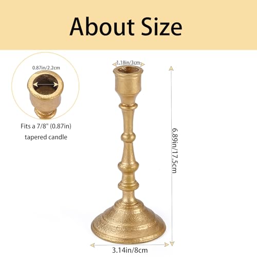 Gold Taper Candle Holders Set of 2, Heavy Candlestick Holders Decorative Candle Stand for Table Centerpiece, Cast Iron Gold Candle Sticks Decor - color: Antiqued Gold 1