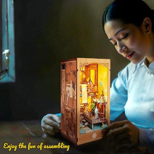 KingStora DIY Book Nook Kit - Song Dynasty Ink Art Bookends Kit - Scholar Gathering Theme - 3D Puzzle, Assembly Bookend for Adult