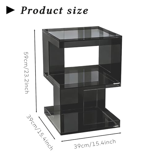 Acrylic End Table with 3 Tiers Storage, Modern Transparent Side Table and Multifunctional Accent Table, Small Nightstand or End Tables for Living Room, Bedroom, Office Decor, Fluorescent Green - color: Fluorescent Green