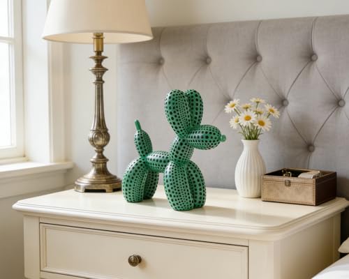Balloon Dog Statue Decor Polka Dot Dog Cool Stuff to Put on Shelves, Green Balloon Dog Statue Decoration Fun Paperweight, 5 inch Versatile Color Options - color: Green