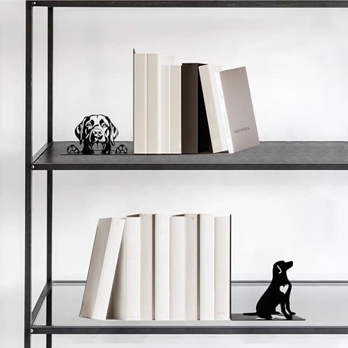Labrador Retriever Theme Bookends Decor – Labrador Gifts with Black Modern Bookends, Decorative Bookends for Shelves – Unique Book Stopper for Shelves (Labrador Retriever) - color: Labrador Retriever