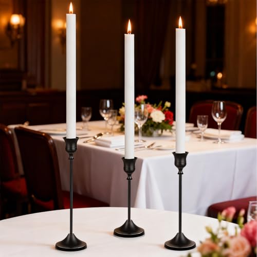 Matte Black Candlestick Holders Metal Taper Candle Holders Modern Candle Stick Holder Set of 3 for Candlesticks, Farmhouse Home Decor, Dinning Table, Fireplace Mantel, Party - color: Black