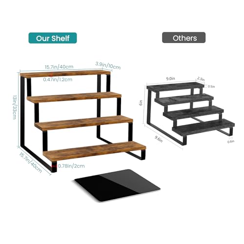 ELITEROO Wood Display Stand, 4 Tier Perfume Stand Organizer, Display Riser for Food, Tiered Cupcake Stand Risers, Table Display Shelf for Vendors Event, Candles, Tumblers, Soaps
