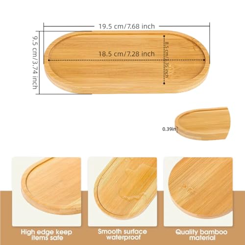 2PCS Bamboo Bathroom Trays - Suitable for The Bathroom,Kitchen,Breakfast Tray and Decorative Tray (7.68 in * 3.74 in) - size: 7.68 in * 3.74 in