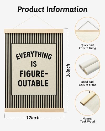 FGFK Everything Is Figureoutable Positive Affirmations Wall Art Poster Hanger Frame, Retro Black Inspirational Canvas Prints Framed Wall Decor for Office Classroom Home Bedroom, 12x16 Inch - color: Retro Black