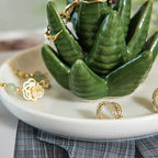 Aloe Ring Holder Dish, Ceramic Jewelry Tray Trinket Dish for Necklace Keychain Organizer, Cute Funny Birthday Wedding Mothers Day Gift for Women Friends Girls - style: Aloe